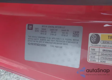 2016 Chevrolet Camaro 2Ss из США, поврежденный, VIN 1G1FH1R79G0183684